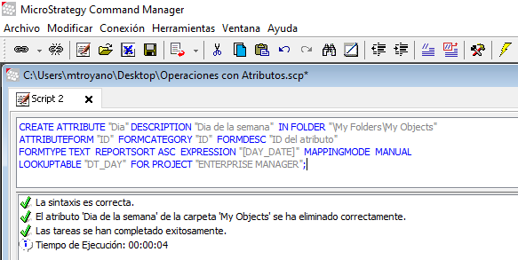 Crear modificar y eliminar atributos en Command Manager