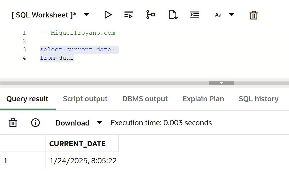 Función CURRENT_DATE en Oracle