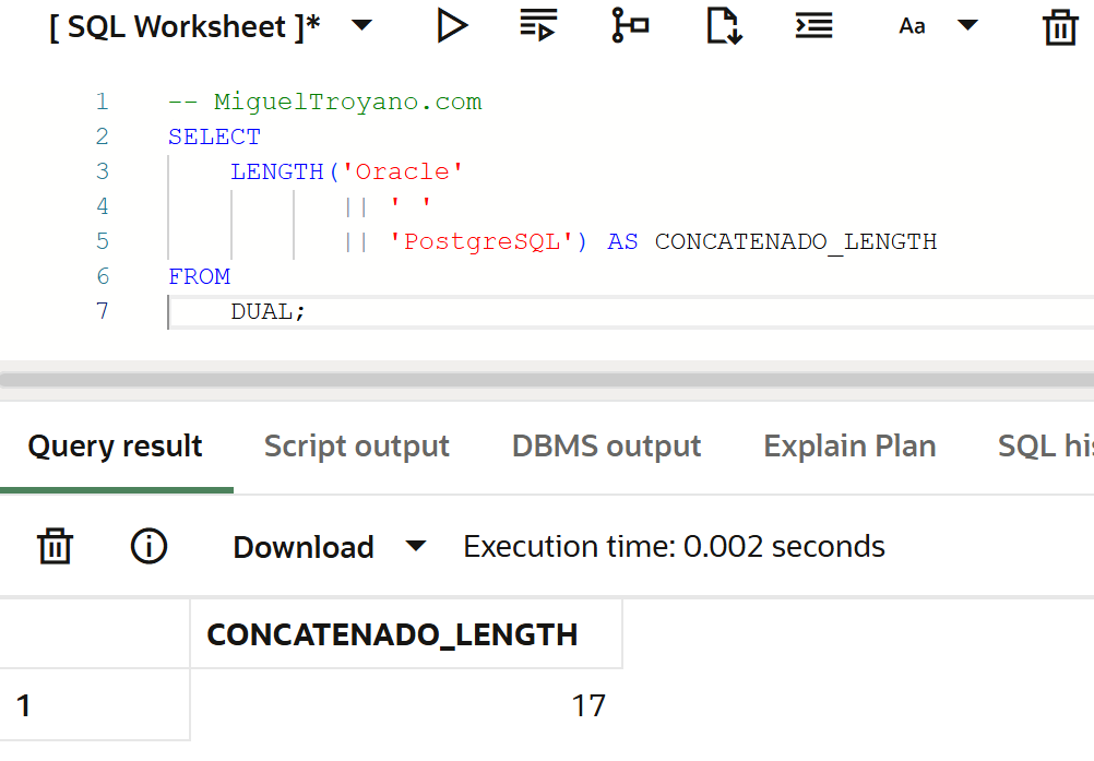 Función LENGTH en Oracle